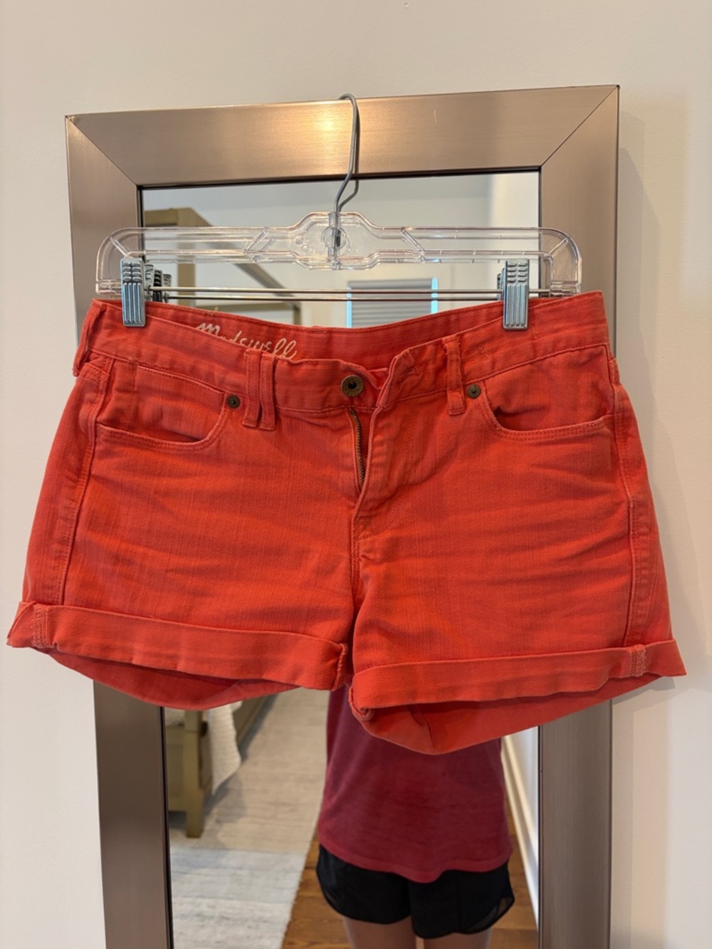 Madewell Women’s Red Rolled-Hem Cotton Shorts